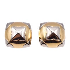 Bulgari 'Pyramid' Two Tone 18k Gold Earclips