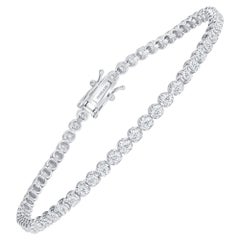 14k White Gold 3 Carat Round Diamond Illusion Setting Tennis Bracelet