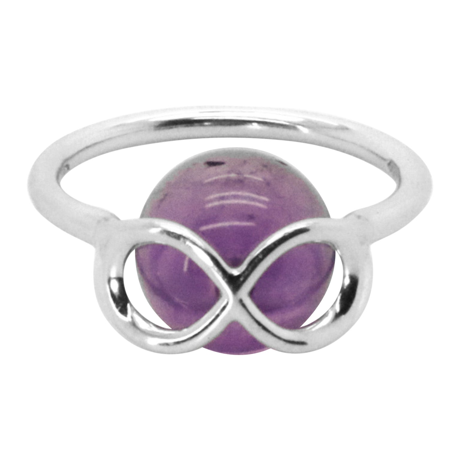  18K White Gold Infinity Symbol Interchangeable Gems Amethyst Cocktail Ring For Sale