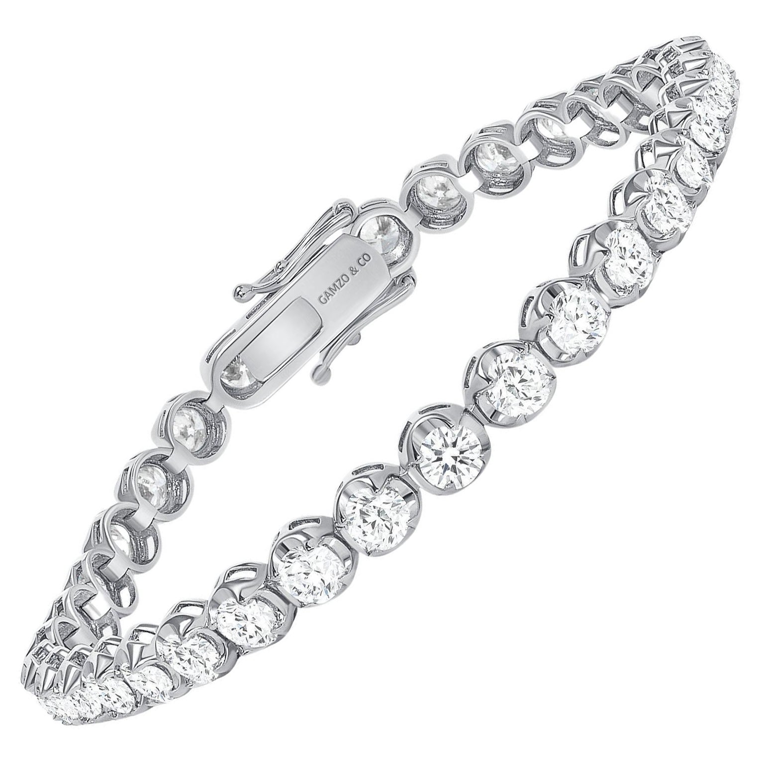 14k White Gold 5 Carat Round Diamond Illusion Setting Tennis Bracelet