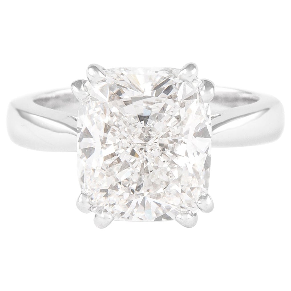 Alexander HRD Certified F VS1 5.01ct Cushion Diamond Solitaire Ring 18k For Sale