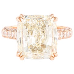 Alexander HRD Bague solitaire en or rose 18 carats avec diamant taille coussin certifié 10.01 carat