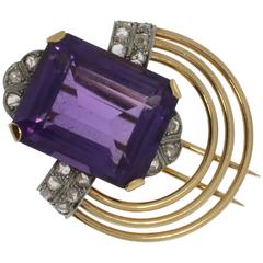Amethyst Diamond Gold Platinum Pin 9