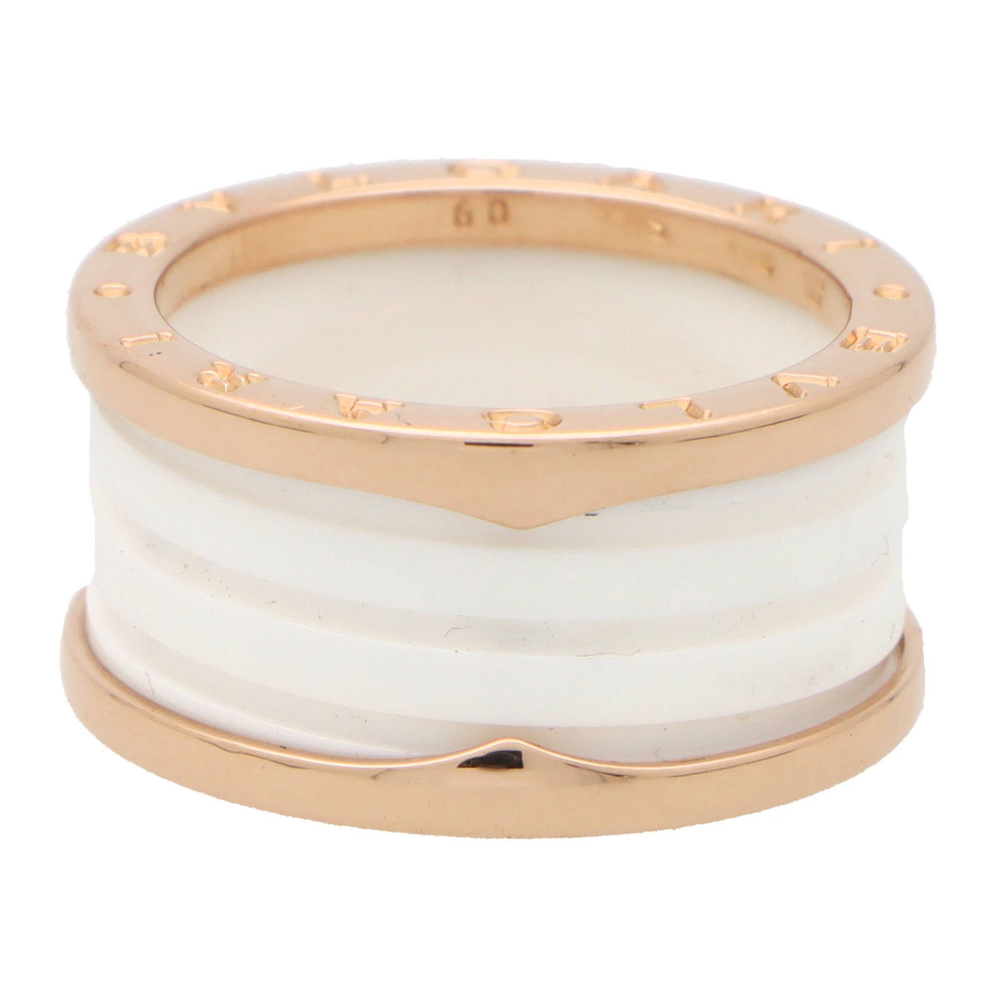Vintage Bvlgari B.Zero1 White Ceramic Ring in 18k Rose Gold