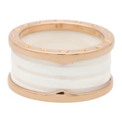 Vintage Bvlgari B.Zero1 White Ceramic Ring in 18k Rose Gold