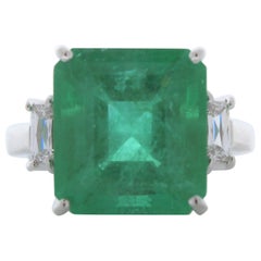 7.70 Carat Emerald and Diamond Ring in 18K White Gold