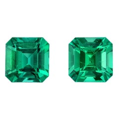 Colombian Emerald Earrings Pair 2.95 Carats Octagon Loose Gemstones