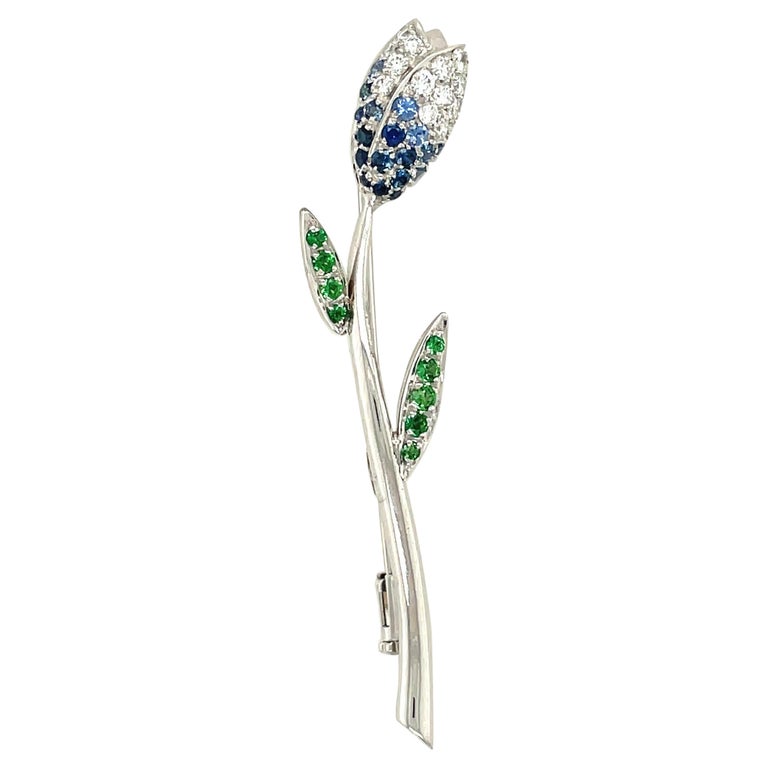 Broche Or 18 Carats Saphirs Et émeraude - Bijou Ancien En Parfait état, Pierres Naturelles