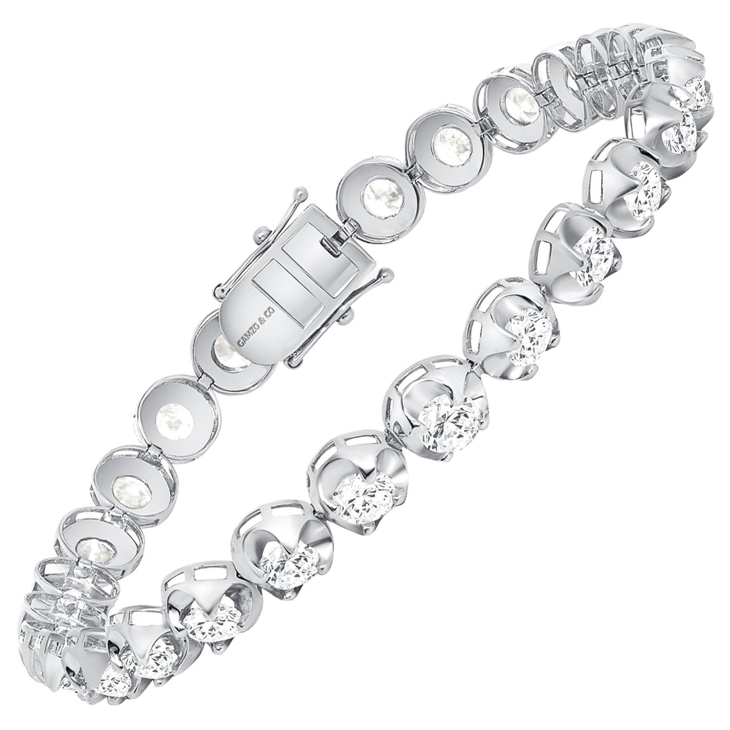 5.5 Inch 14k White Gold 7 Carat Round Diamond Illusion Setting Tennis Bracelet