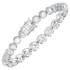 Bracelet tennis en or blanc 14 carats avec diamants ronds de 7 carats à monture illusion de 5,5 pouces