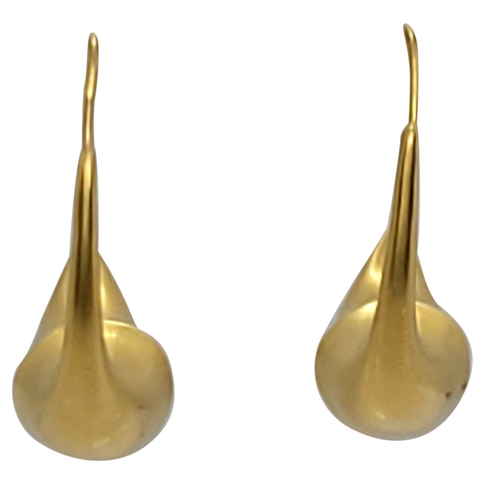 14kt Yellow Gold Hook Earrings Satin Finish 8.17 Grams