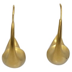 14kt Yellow Gold Hook Earrings Satin Finish 8.17 Grams