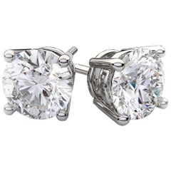 Beauvince GIA HVVS2 Certified 2.01 Carat Round Solitaire Diamond Studs