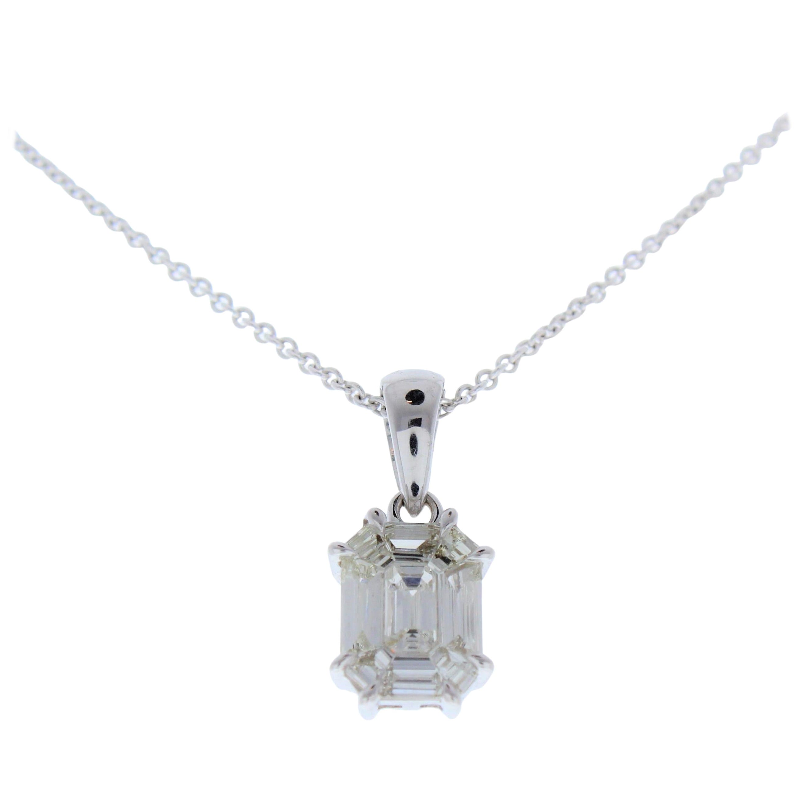 2.17CTW Mixed-Cut Diamond Pendant in 18K White Gold For Sale