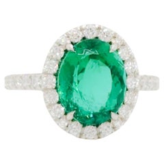 Bague en platine avec tourmaline Paraiba du Brésil et diamants blancs certifiés GIA