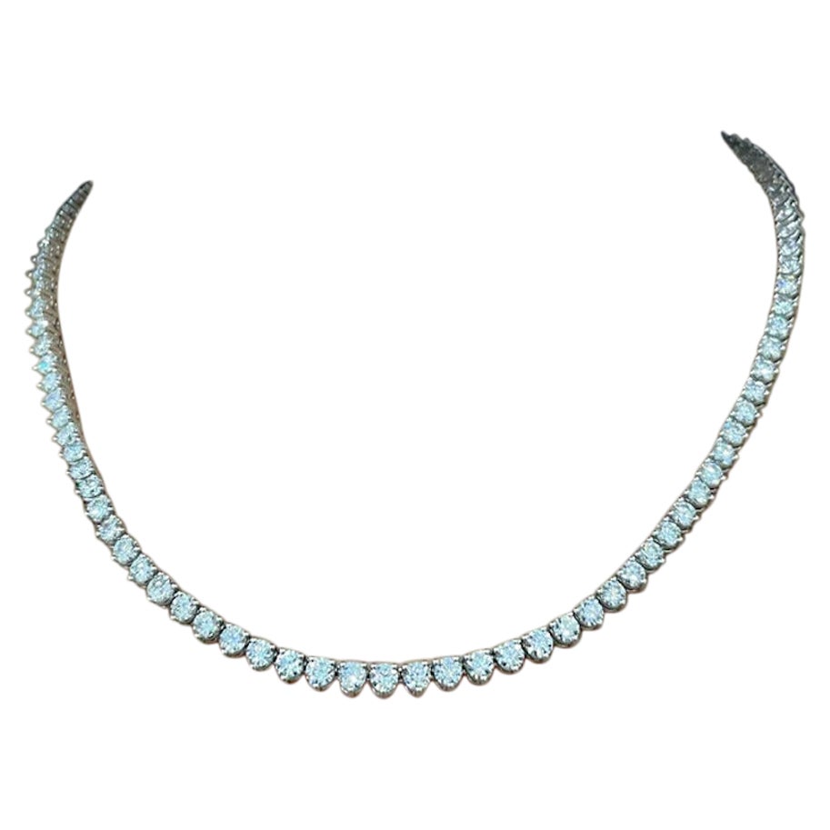 17.45 ct Round Diamond Tennis Necklace For Sale