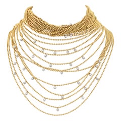 Vintage Cartier Draperie De Decollete 18K Yellow Gold of 34 Rows of Beads Necklace