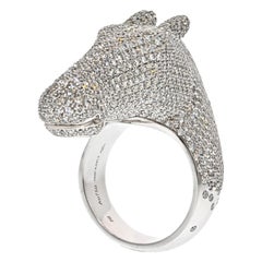 Hermes 18K White Gold Diamond Horse Galop Ring