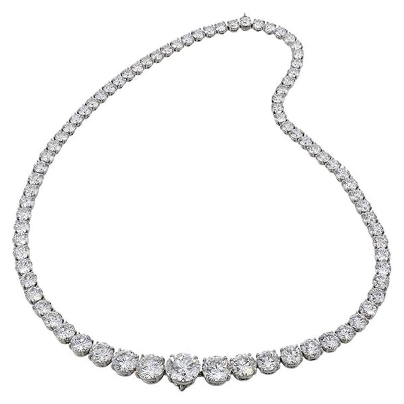 9.03ctw Diamond Riviera Necklace in 18K White Gold For Sale