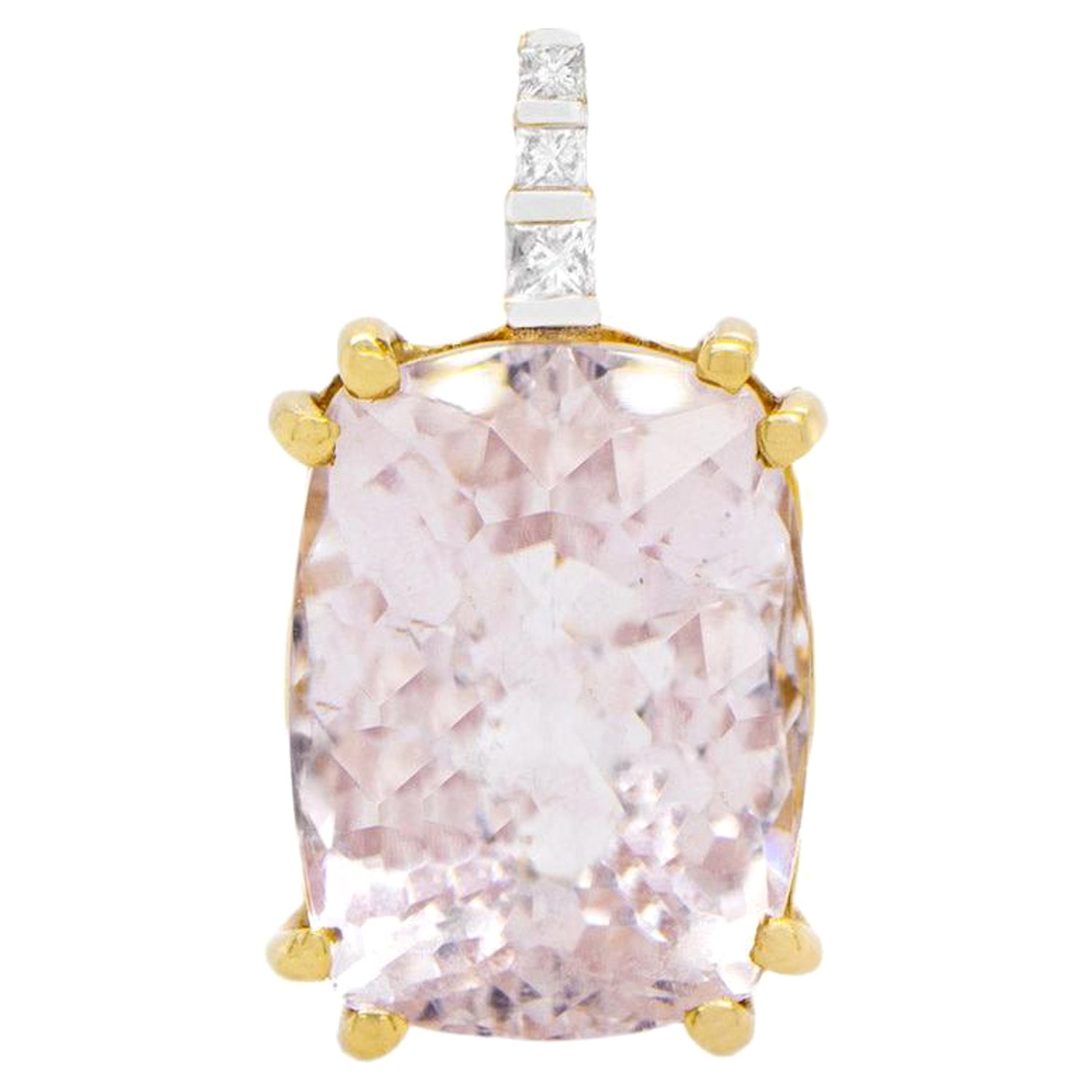 Gorgeous Kunzite & Pink Diamond Pendant Necklace t 14K Rose Gold