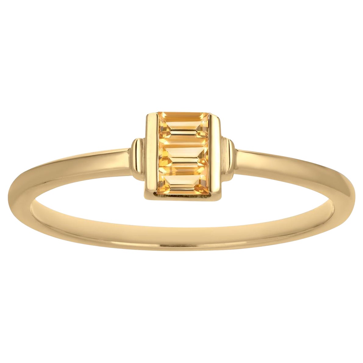Gemistry 0.14 Cttw. Baguette-Shaped Citrine Band Ring in 14k Yellow Gold For Sale
