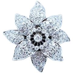 Signed Sonia B. Designed Sonia Bitton Features 1.75 Carats Diamonds Flower Ring
