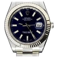Rolex Stainless Steel Datejust II Blue Dial Automatic Wristwatch Ref 116334