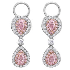 Boucles d'oreilles en diamant poire rose de 1,20ct