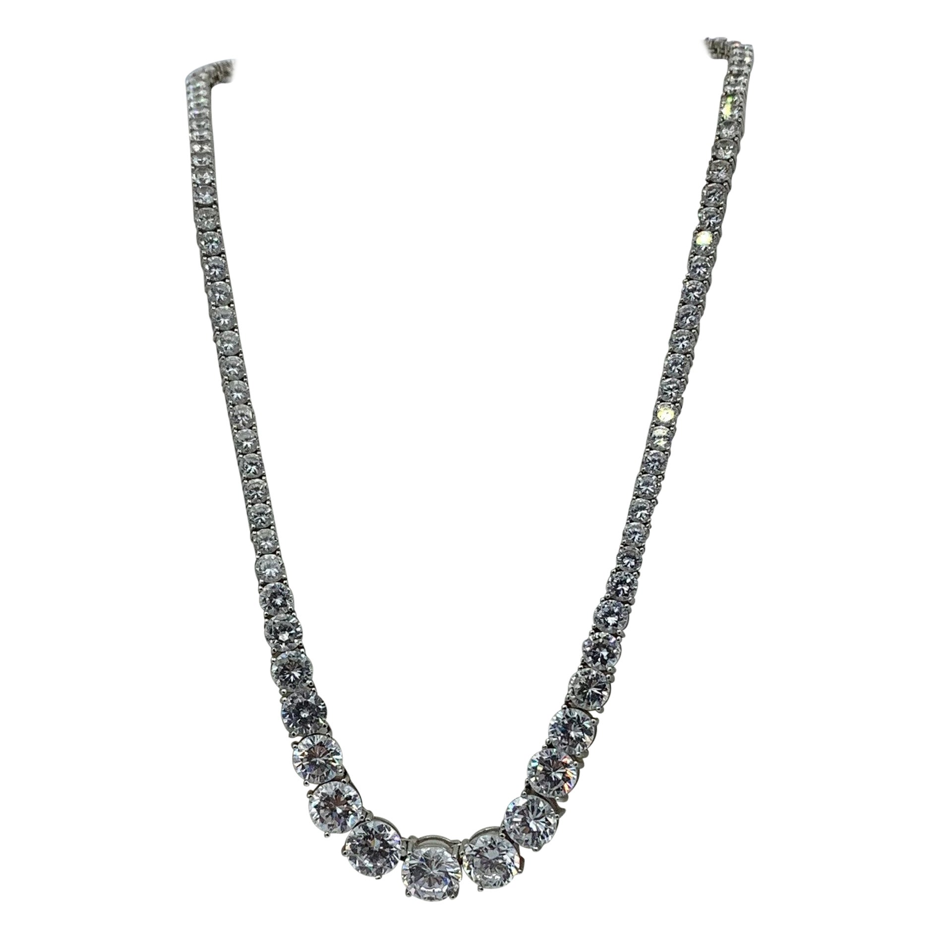 Celeste Holm Riviere Necklace Diamond Paste 14 Karat White Gold Oscar Winner For Sale