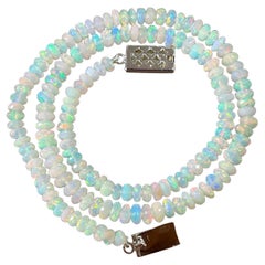 Natural Ethiopian Opal Bead Single Strand Necklace on Clearance Silver Clasp