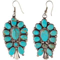 Vintage Turquoise Sterling Silver Native American Earrings