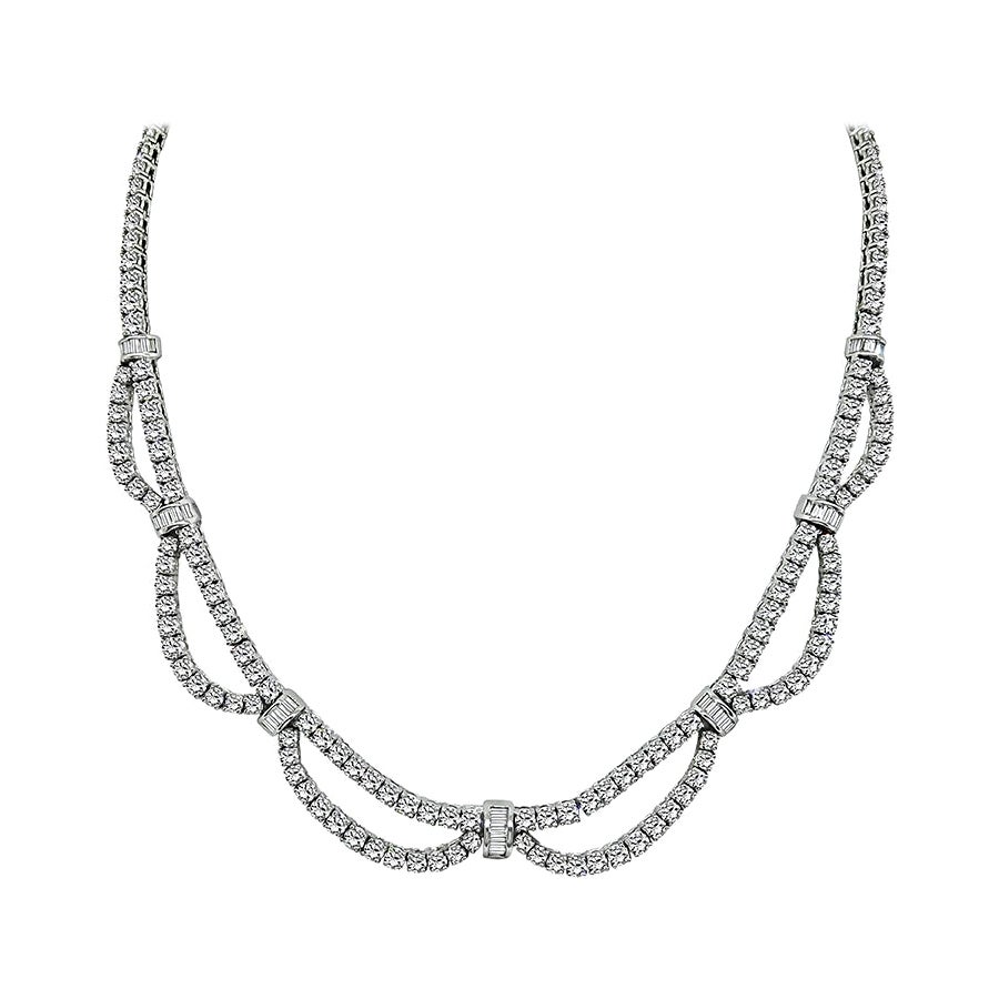 15.02ct Diamond White Gold Necklace For Sale