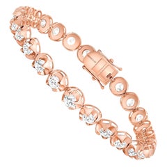5.5 Inch 14k Rose Gold 7 Carat Round Diamond Illusion Setting Tennis Bracelet
