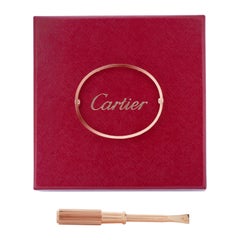 Cartier 4 Diamond Love Bracelet in 18k Rose Gold with Box & Screwdriver, Size 19