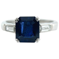 Art Deco GIA 2.06 Carats Sri Lanka Sapphire Diamond Platinum Ring