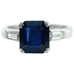 Platinring, Art déco, GIA 2,06 Karat Sri Lanka Saphir, Diamant