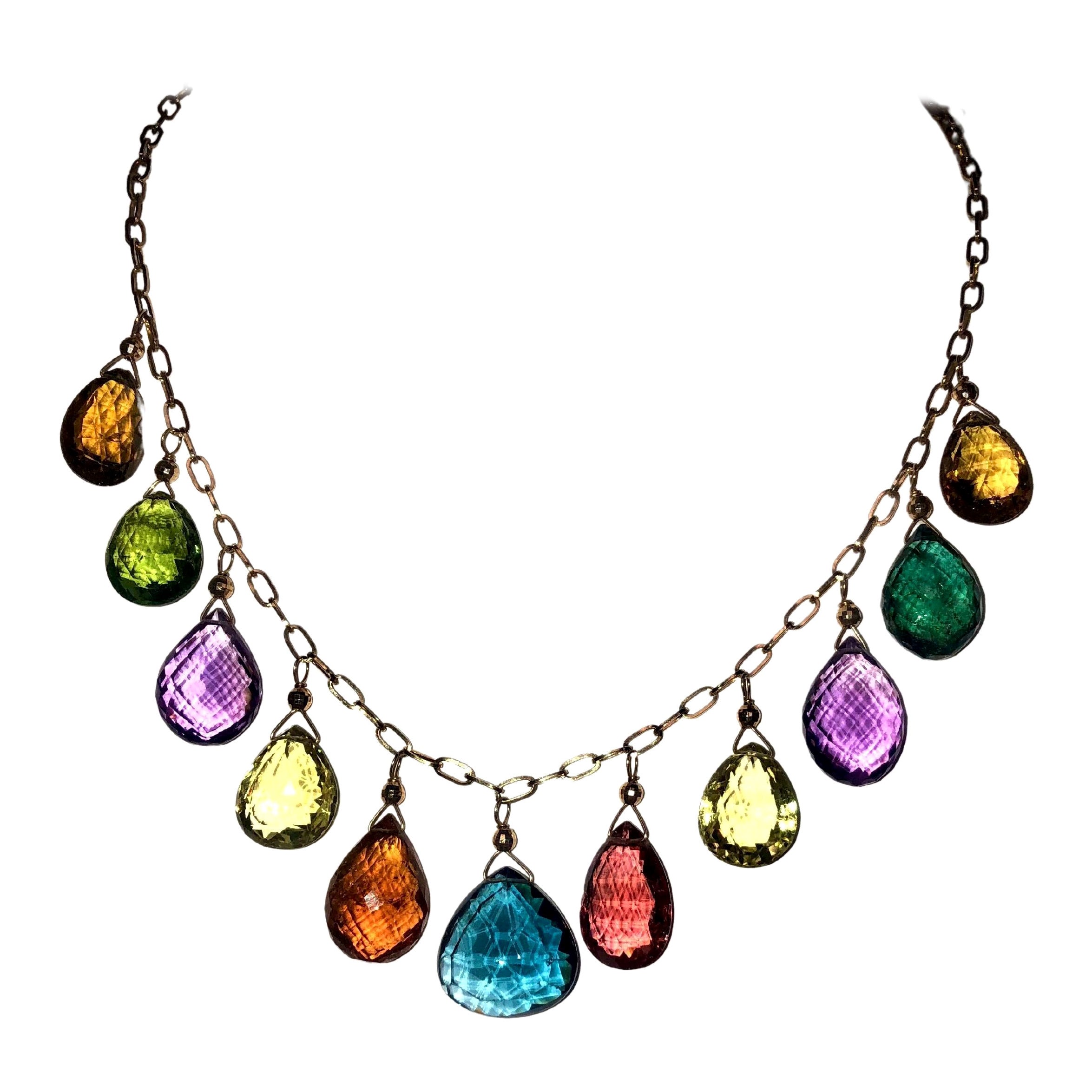 Pear Cut Multicolor Tourmaline 118 Carats Necklace For Sale