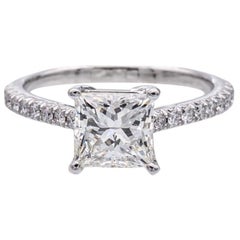 Tiffany and Co. Platinum Novo Princess Cut Diamond Engagement Ring 1.09ct HVVS2 