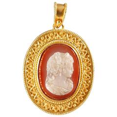 Mid-19th Century Cameo Pendant with Gold Mounting 