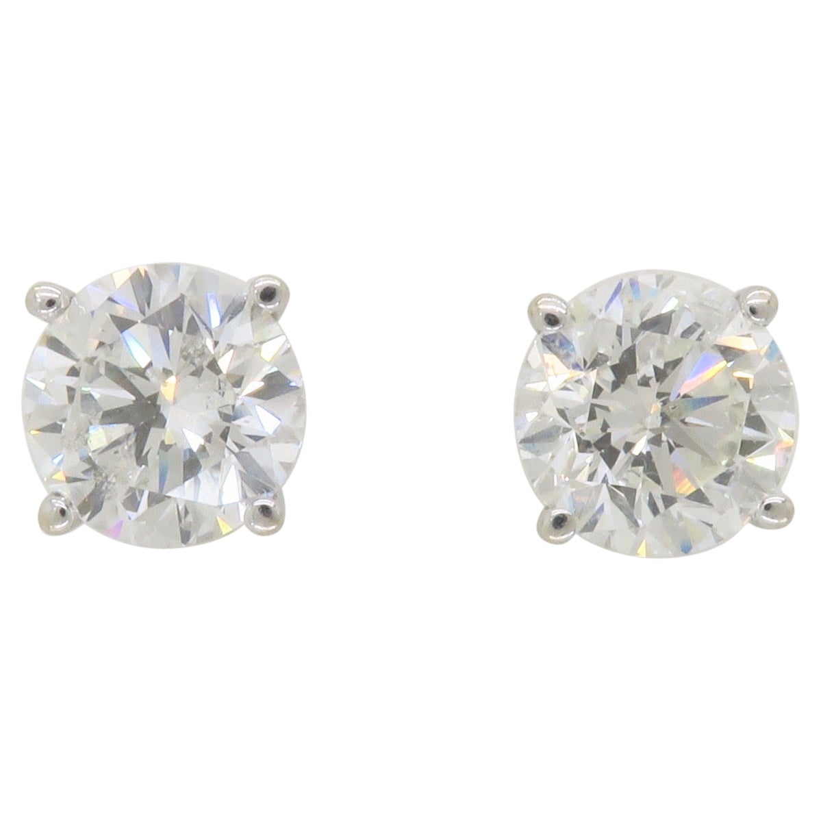 1.47 Carat Diamond Stud Earrings at 1stDibs