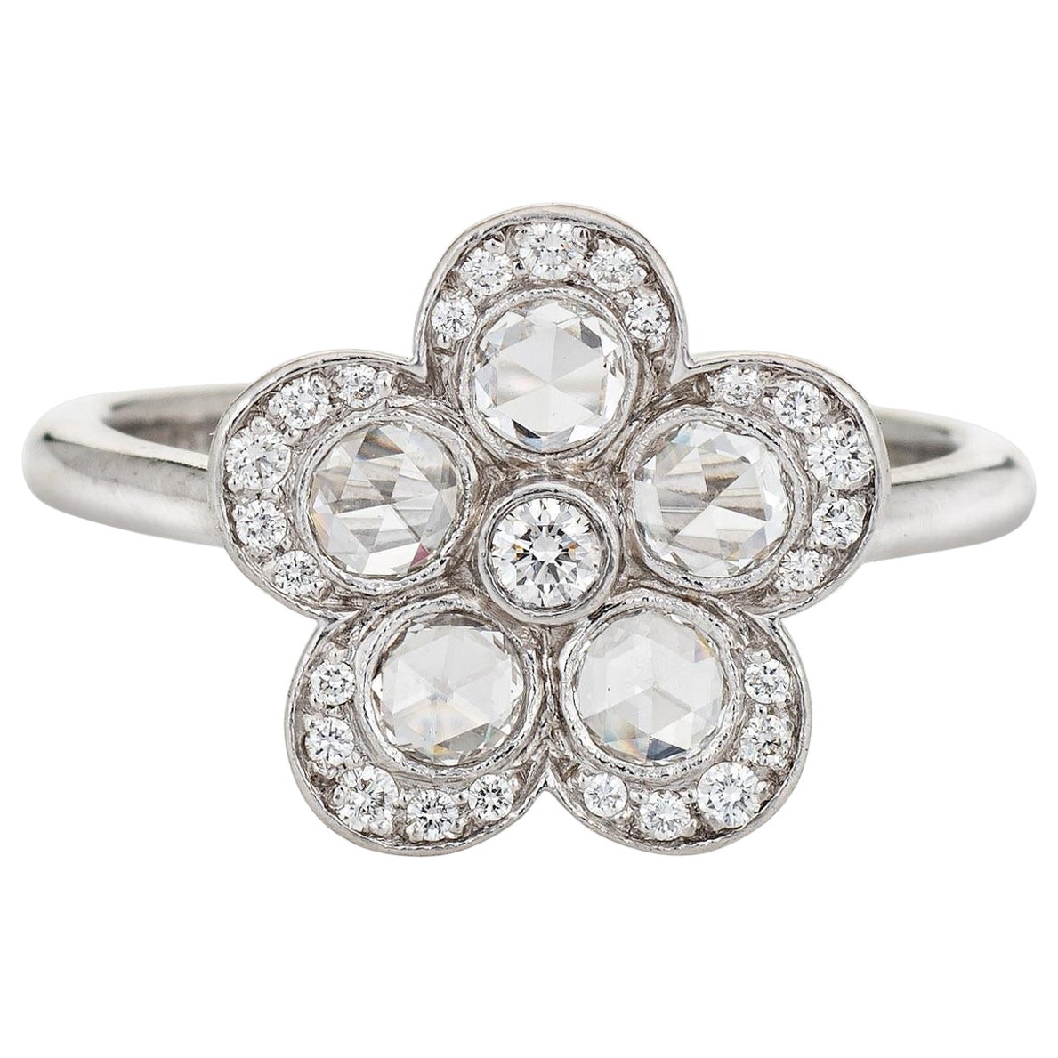 Tiffany & Co Enchant Flower Ring Estate Platinum Fine Signed Jewelry
