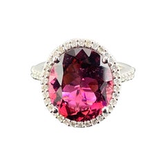 Certified 7.87 carat Pink Tourmaline Rubellite Engagement Ring