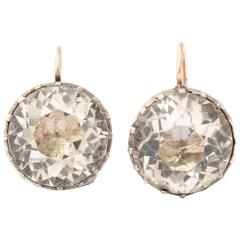 Silver Set Georgian Paste Drop Earrings