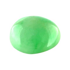 4.58 Carat GIA Certified Green Jadeite Jade 'A' Grade Oval Cabochon Untreated