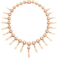 Belle Epoque Angel Skin Coral Diamond Gold Necklace 