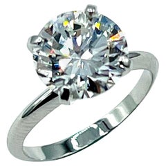 3.26 Carat Round Brilliant Diamond and Platinum Solitaire Engagement Ring