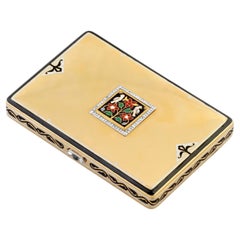 Cartier, Astuccio Vanity Art Deco in oro e smalto