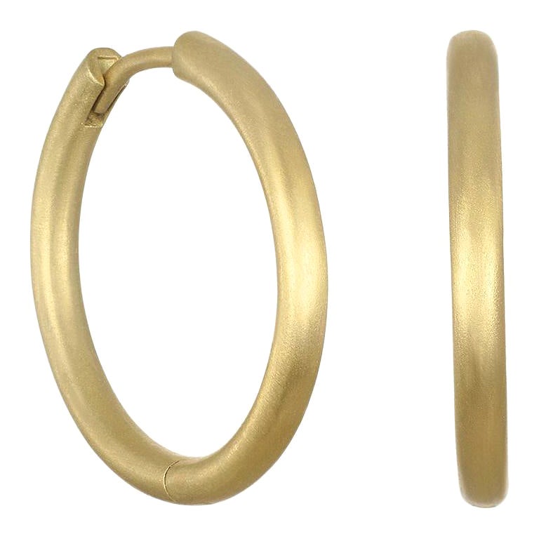 Faye Kim 18 Karat Gold Hinged Hoop Earrings For Sale