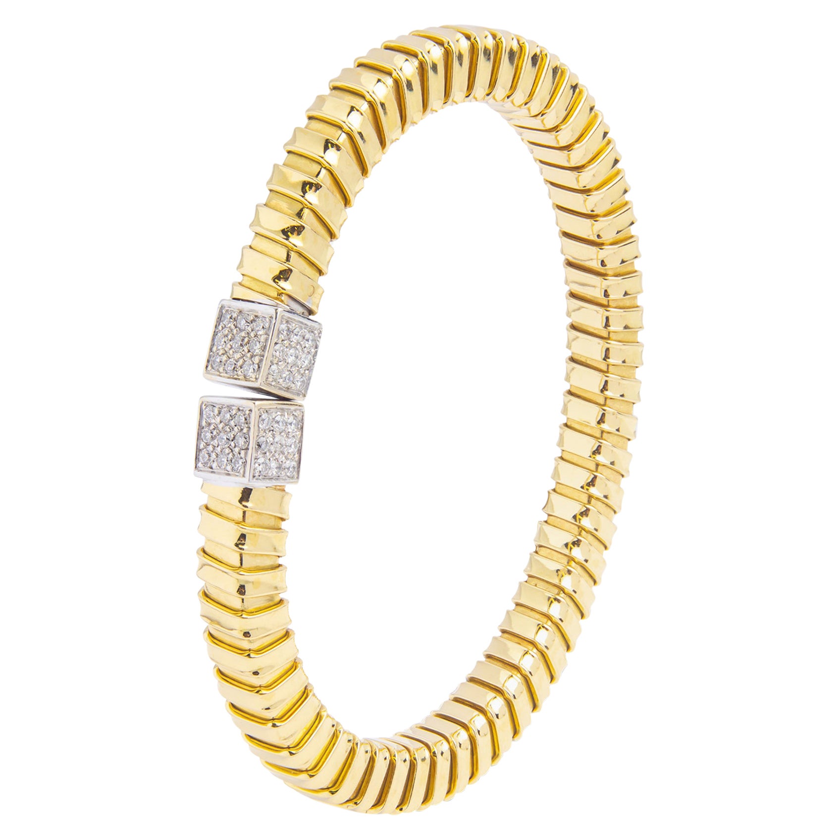 Manchette en or jaune 18 carats et diamants par Carlo Weingrill en vente