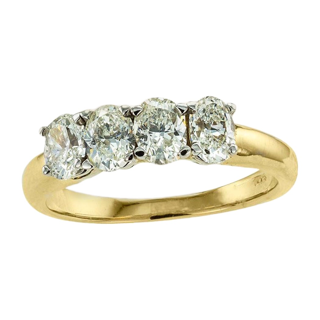 Four Stone Oval Diamond Gold Ring